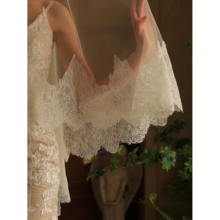 Cathedral Lace Bridal Veil – Royal Style - Iron it before use