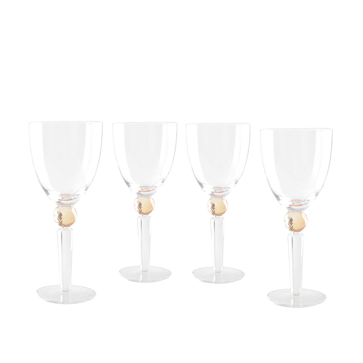Wine glasses with yellow diamond foot - Lot of 4