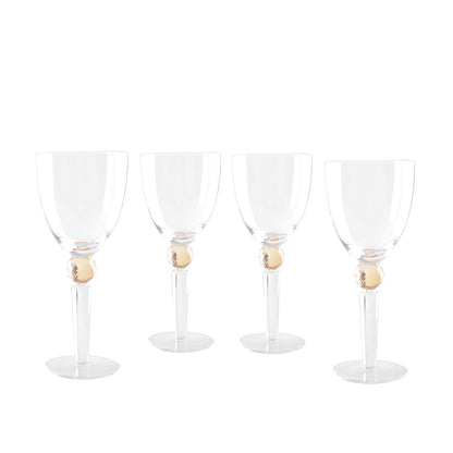 Wine glasses with yellow diamond foot - Lot of 4