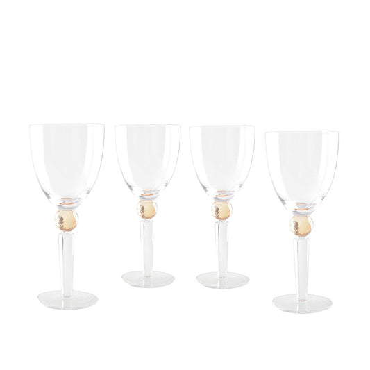 Wine glasses with yellow diamond foot - Lot of 4