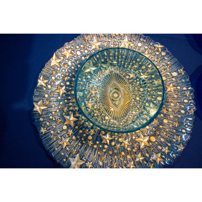 Turquoise blue eye presentation plate 32x32x2.5cm