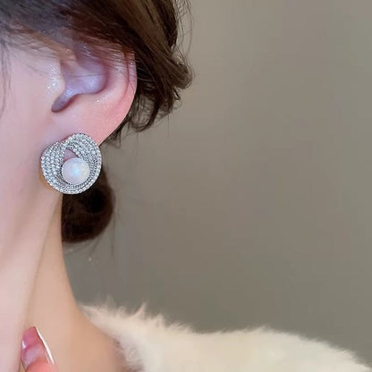 Luminous Pearl Embrace Stud Earrings