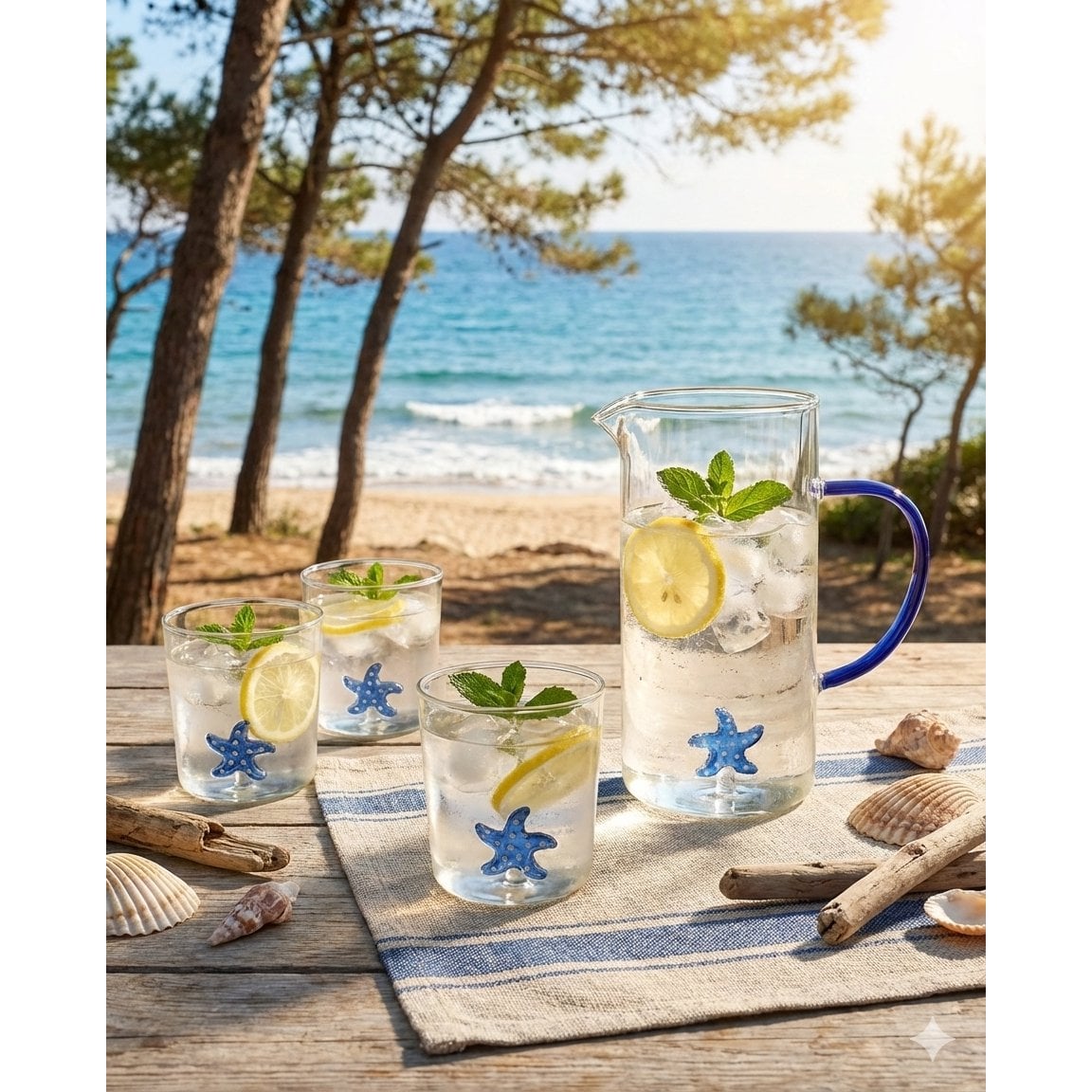 Starfish pitcher blue handle 1.5L