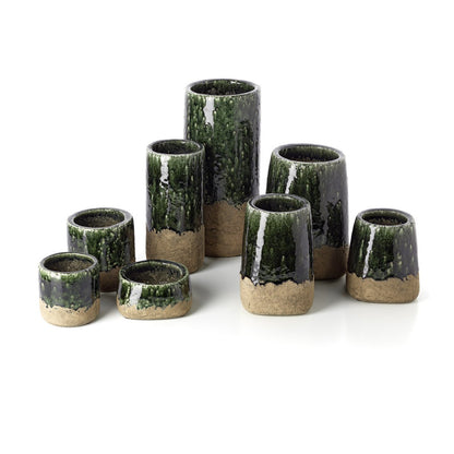The Moss Conical Planter - Concrete Green - L