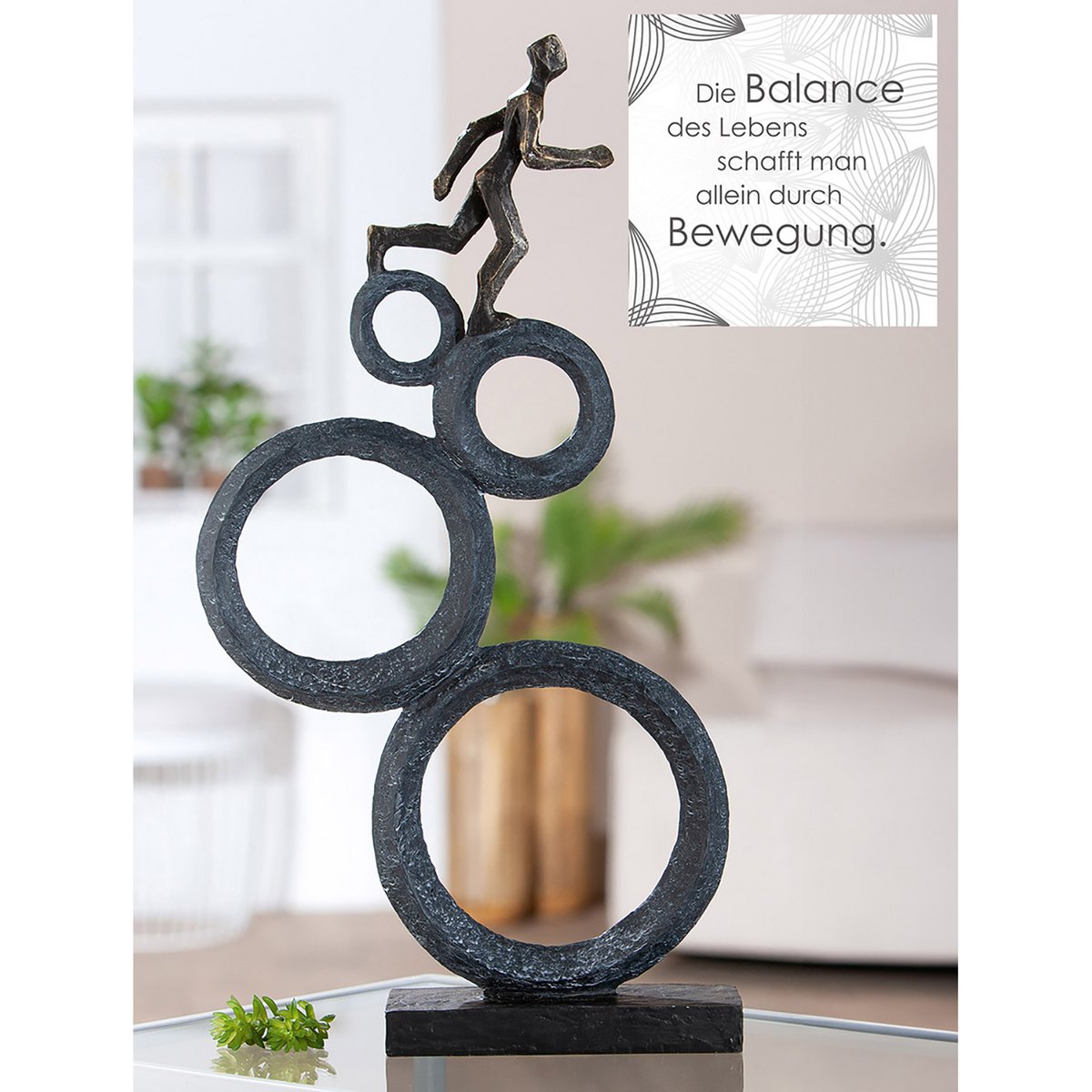 Sculpture Running, anthracite-colored, copper-colored H.47 cm