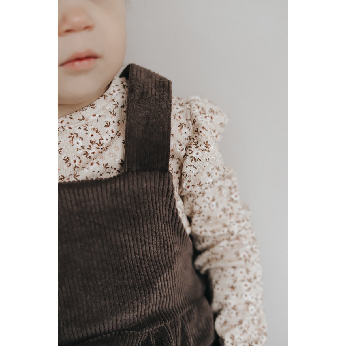 Pinafore dress corduroy mini dark brown