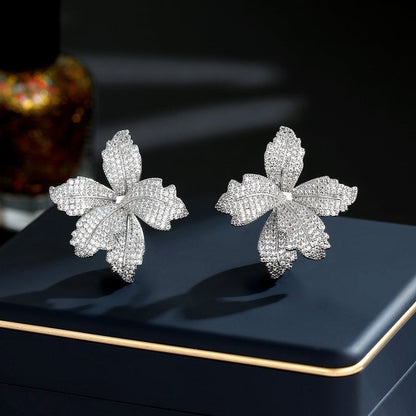 Dazzling Lily Flower Statement Earrings