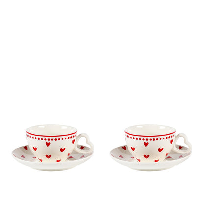 Heart tea cups and saucers - set of 2