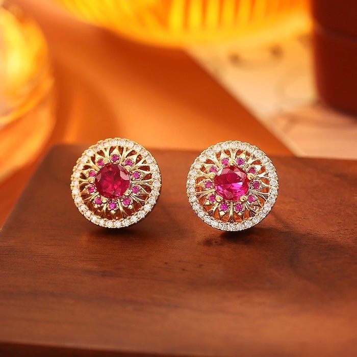 Vintage Style Halo Crystal Stud Earrings