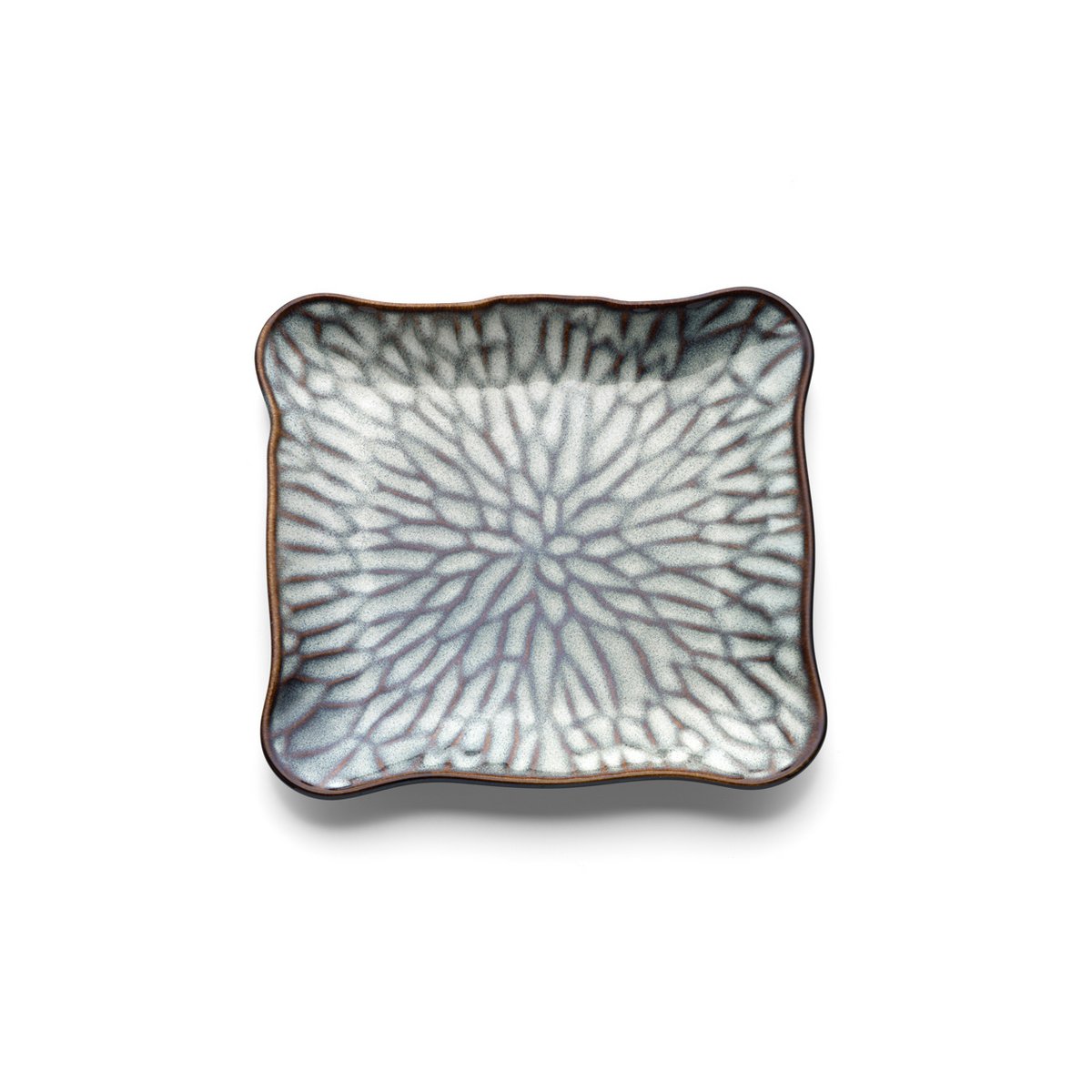 The Lotus Ice Square Plate - Grey Brown - M