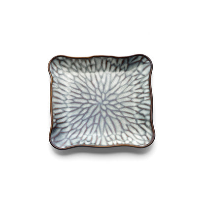 The Lotus Ice Square Plate - Grey Brown - M