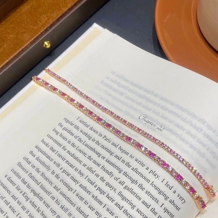 Dazzling Pink Ombré Tennis Bracelet