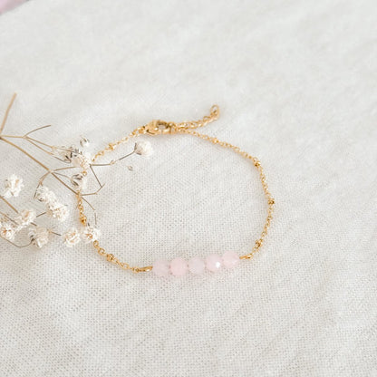 Bracelet rose quartz facet - Gold