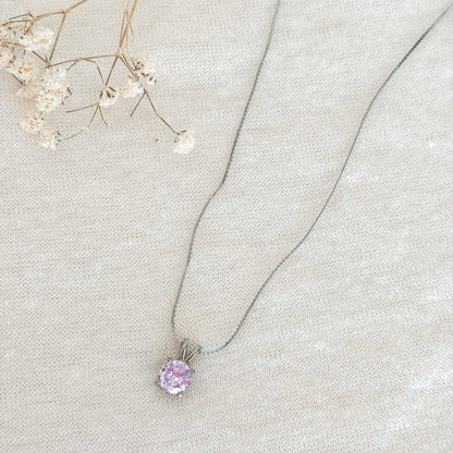 Lila Zirconia Serpentine Necklace - Silver