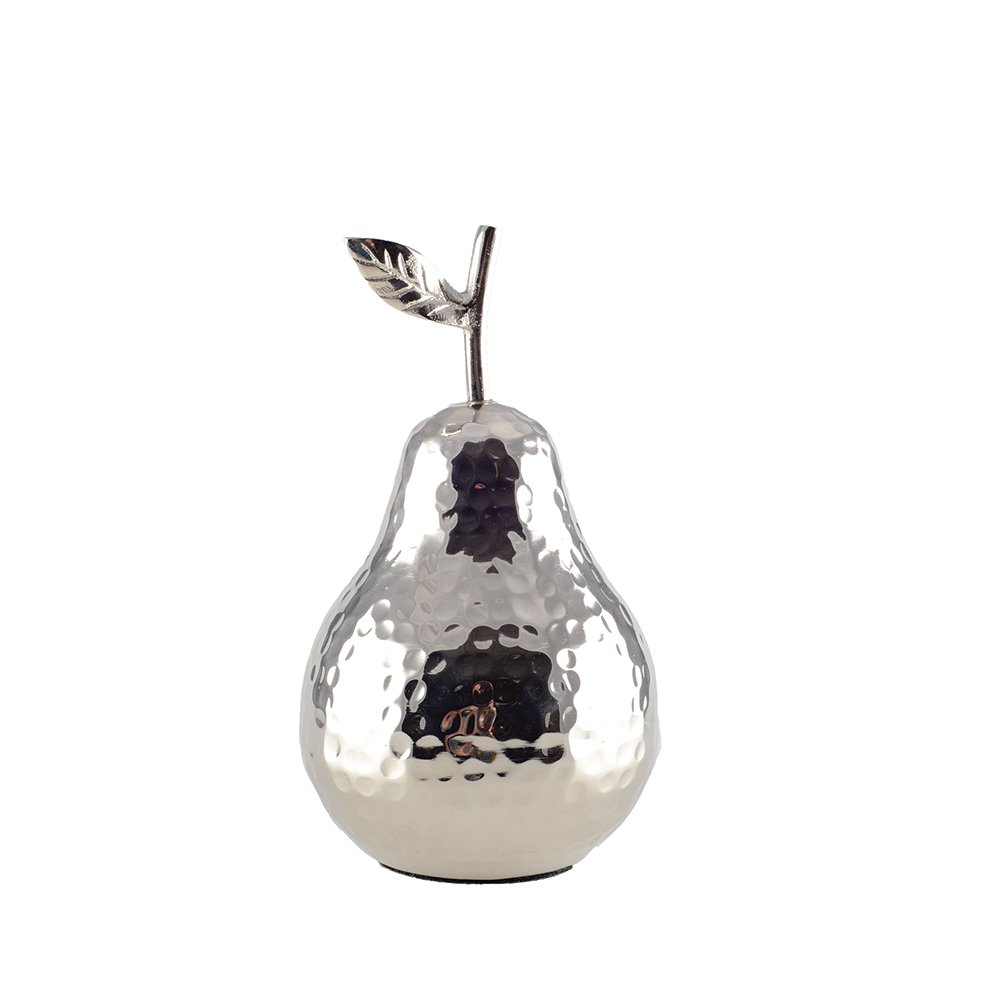 DECORATIVE SILVER PEAR 12X12X22.5CM