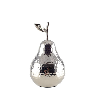 DECORATIVE SILVER PEAR 12X12X22.5CM