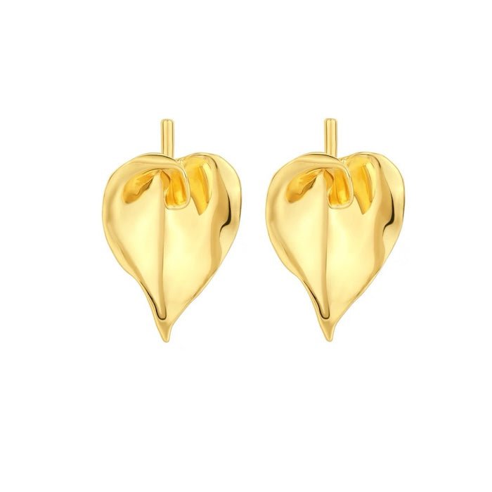 Oversized Chunky Calla Lily Flower Earrings-White n Gold