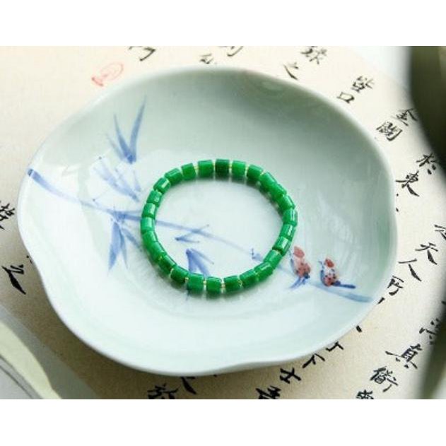 Minimalist Vivid Green Jade Beads Bracelet