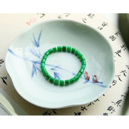 Minimalist Vivid Green Jade Beads Bracelet