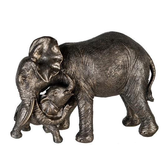 Poly elephant "Zambezi" with cub, grey/gold