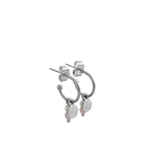 Kunzite, Moonstone & Butterflies Earrings - Silver