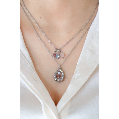 Long Necklace Moonstone & Lepidolite - Silver