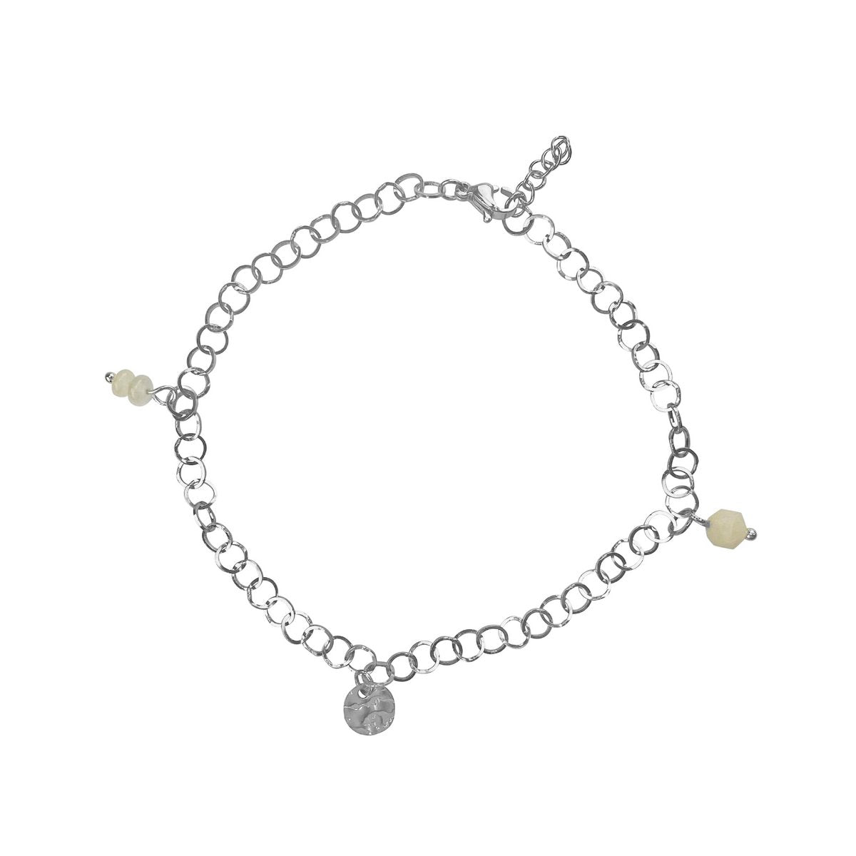 Anklet Coin & Aventurine - Silver