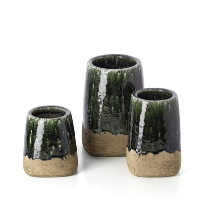The Moss Conical Planter - Concrete Green - L