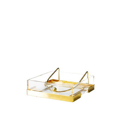 Transparent and gold acrylic napkin holder 19x19x7cm