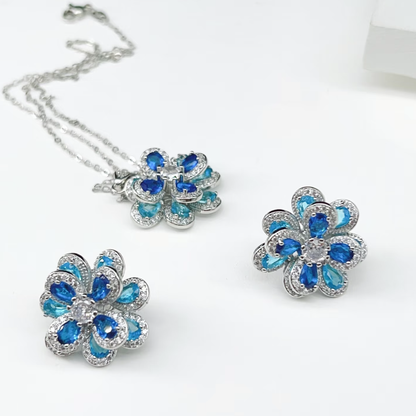 Azure Oil Painting Floral Jewelry Set