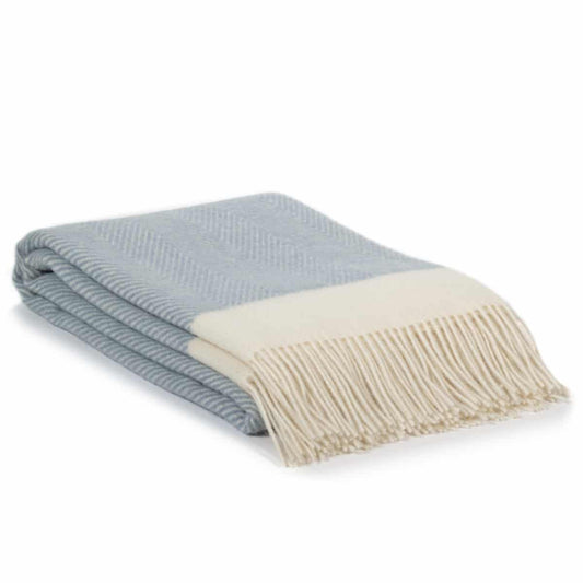 Wool Throw Blanket FLORENCE light blue