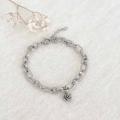 Curious Schakel & Flower Bracelet - Silver