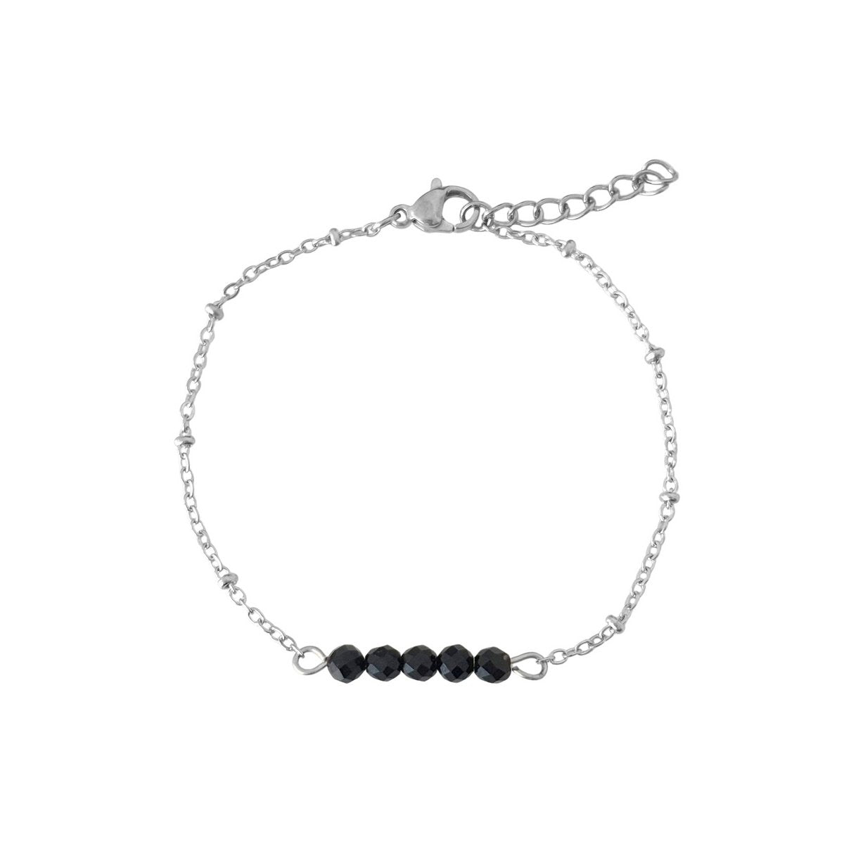 Bracelet Black Tourmaline Facet - Silver