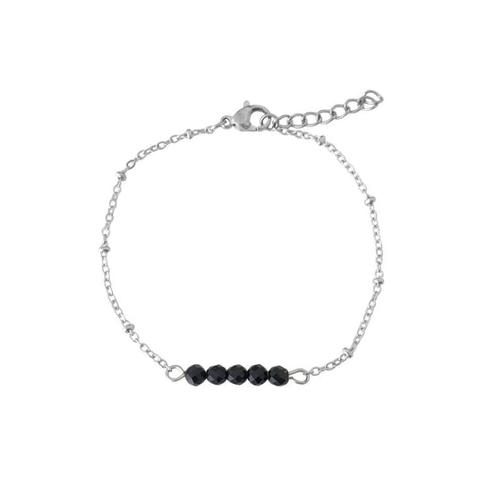Bracelet Black Tourmaline Facet - Silver