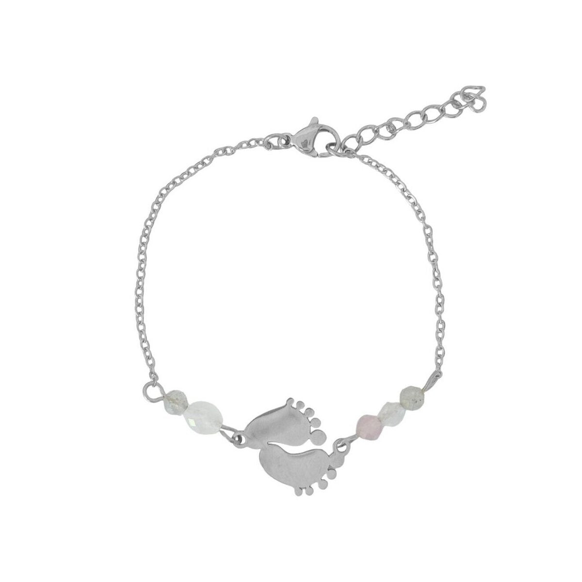 Baby Feet Loving Beginning Bracelet - Silver