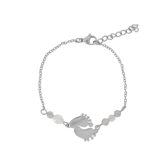Baby Feet Loving Beginning Bracelet - Silver