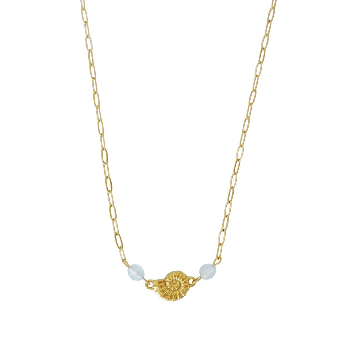 Shell Necklace Aquamarine - Gold