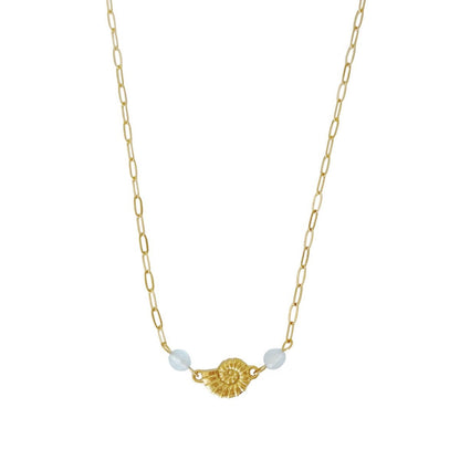 Shell Necklace Aquamarine - Gold