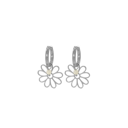Flower & Moonstone Earrings - Silver