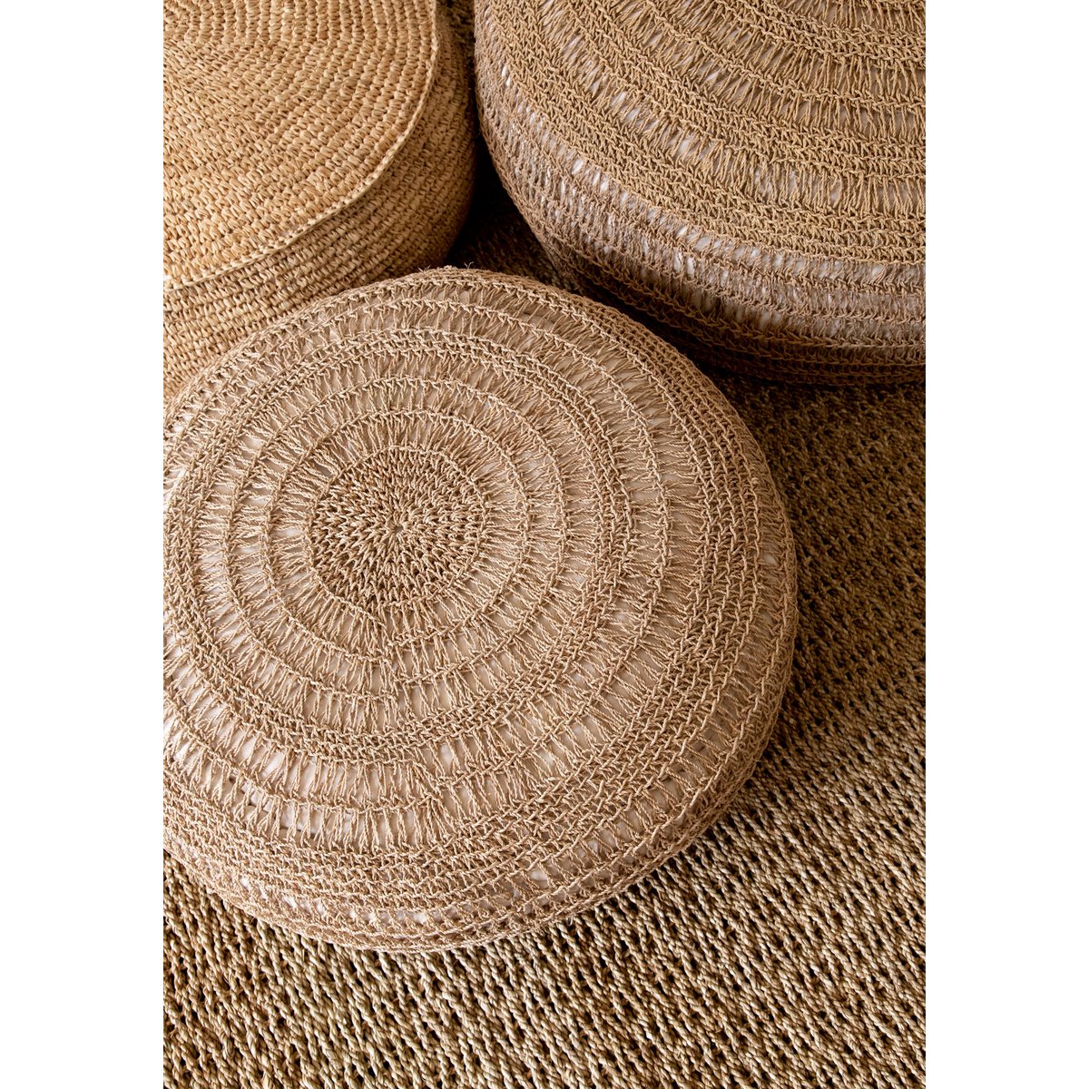 The Raffia Flores Pouffe - Natural