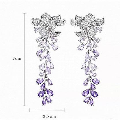 Dazzling Wisteria Flower Tassel Earrings