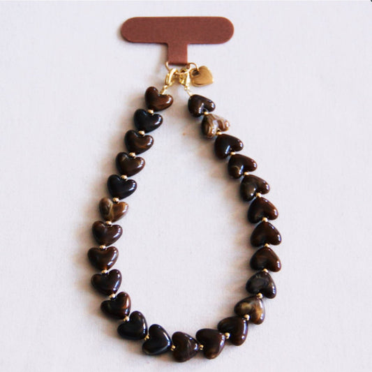 Phone cord hearts - brown