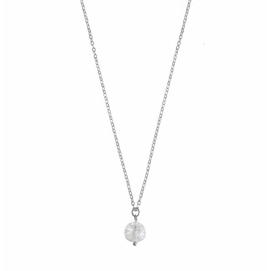 Cracked Rock Crystal Necklace - Silver
