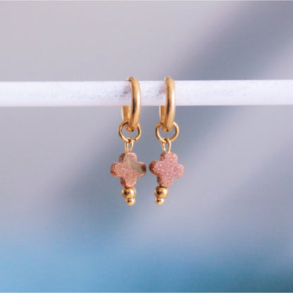 Stainless steel hoop with clover - brown