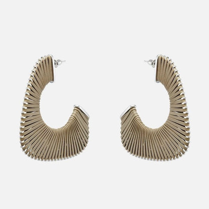 Geometric Leather Knitted Oversized Hoop Earrings