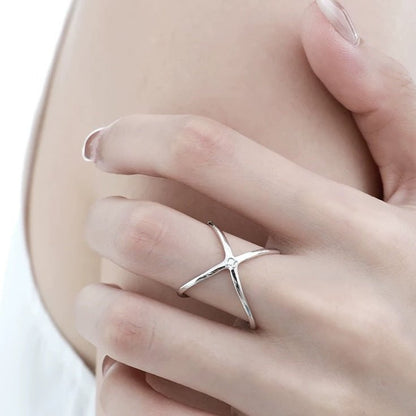 Sterling Silver Star Trace Double Sided Ring