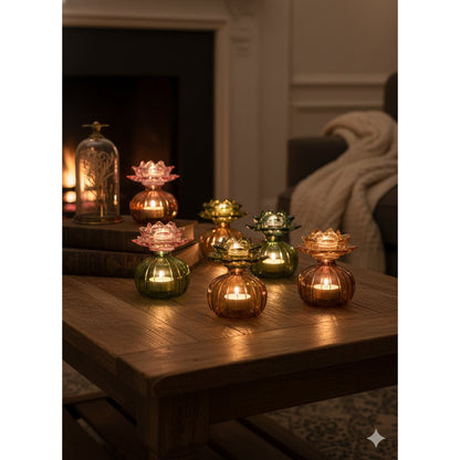 Yellow and green Capri candle holder 12x12x14.3cm