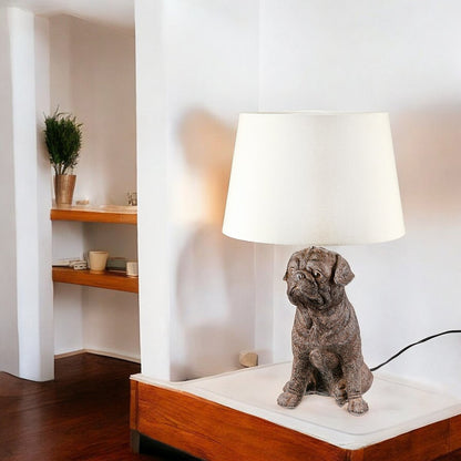 Table lamp dog pug, height 52 cm