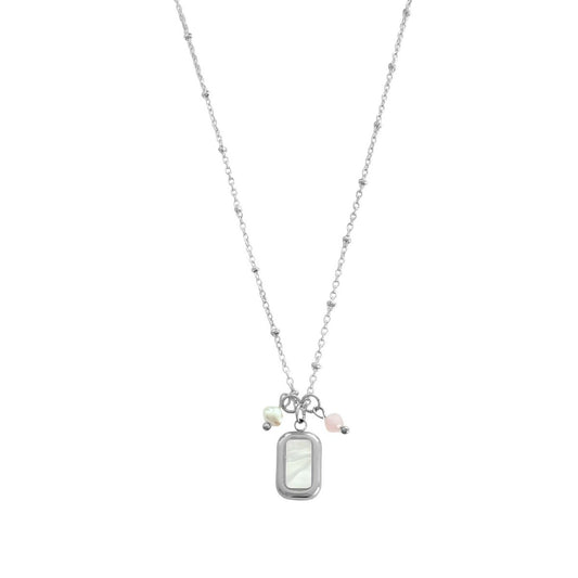 Schelp, Pearl & Jade Necklace - Silver