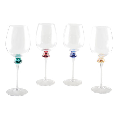 Wine glasses with diamond foot 4 colors - Lot of 4